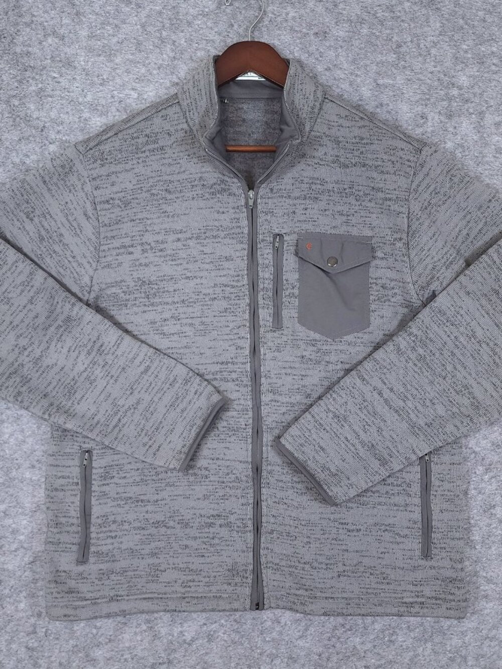 Criquet Full Zip Sweater Jacket XL Gray Heather Fleece Snap Pocket Performance